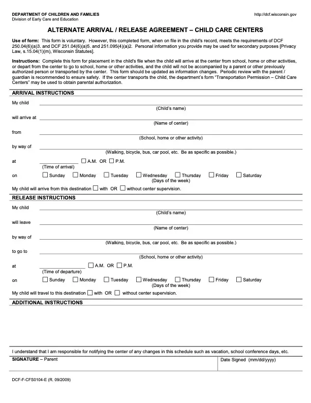 Alternate-Arrival-Release-Agreement